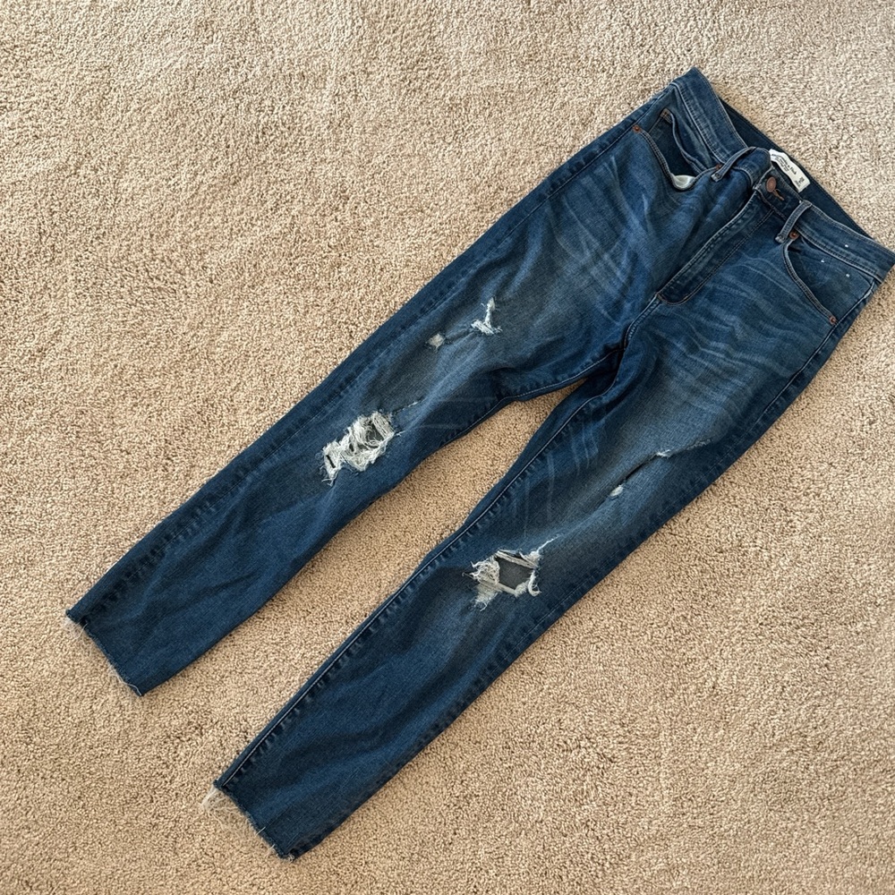 Abercrombie & Fitch Dark Blue Distressed Jeans